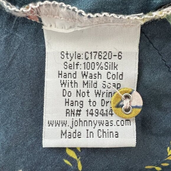 Johnny Was Silk Pintuck Tunic Blouse Maximalist Colorful Feminine Size XS - Picture 9 of 9